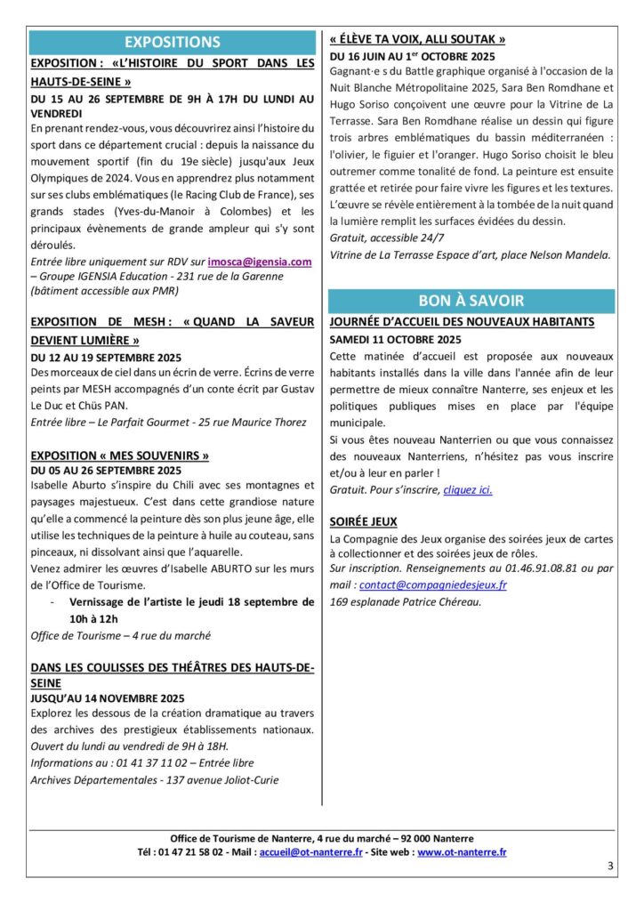 Agenda de la semaine du 15 au 21 septembre 2025 P3 1 - Nanterre tourisme