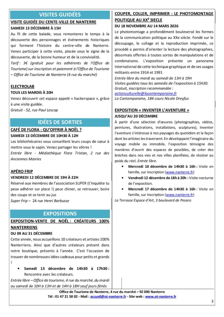 Agenda de la semaine du 8 au 14 décembre 2025 P3 Agenda de la semaine du 8 au 14 decembre 2025 P3 - Nanterre tourisme