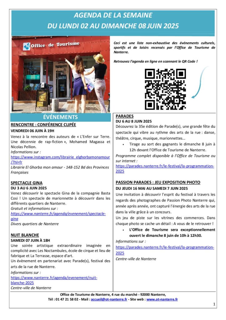 Agenda du 02 au 08.06 2025 P1 - Nanterre tourisme