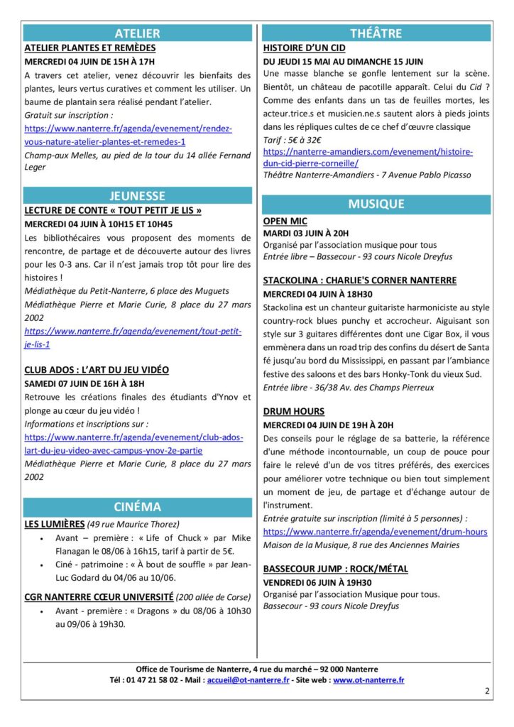 Agenda du 02 au 08.06 2025 P2 - Nanterre tourisme