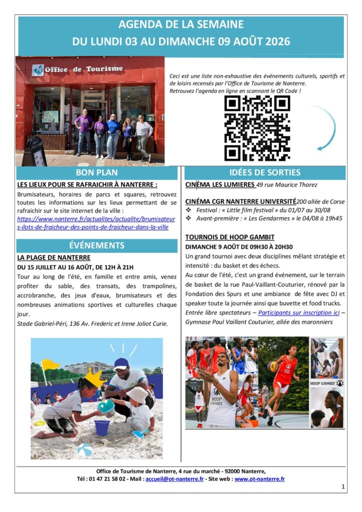 Agenda du 03au 09 août 2026 P1 Agenda du 03au 09 aout 2026 P1 - Nanterre tourisme