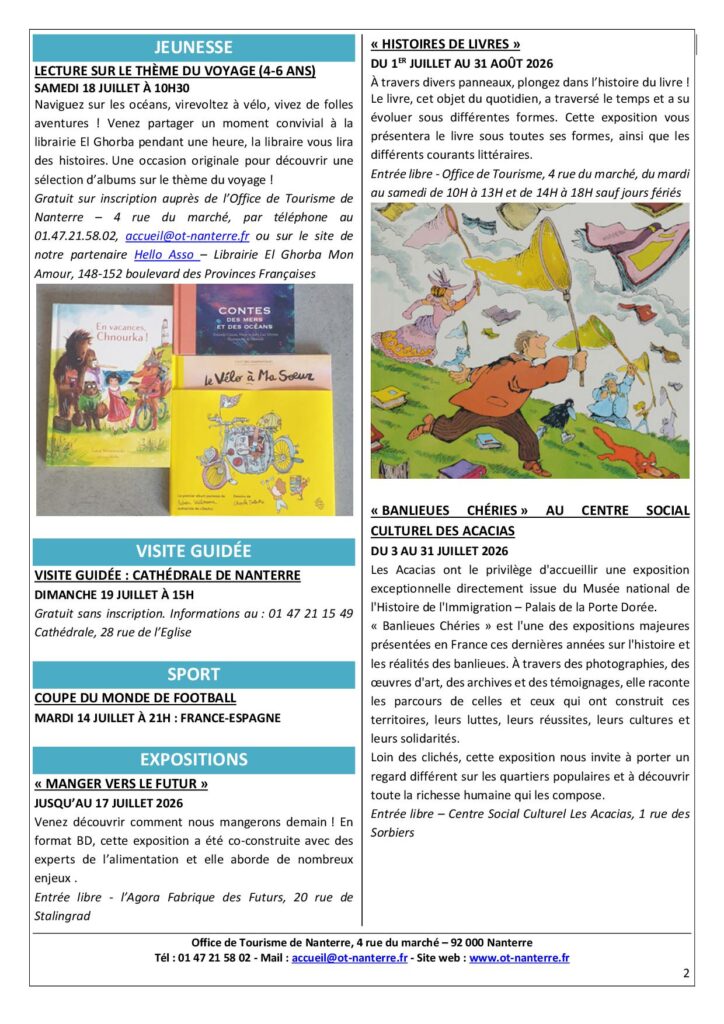 Agenda du 13 au 19 juillet 2026 P21 Agenda du 13 au 19 juillet 2026 P21 - Nanterre tourisme