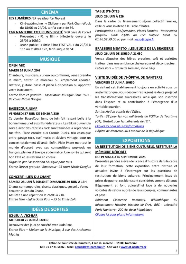 Agenda du 23 au 29.06 2025 P2 - Nanterre tourisme