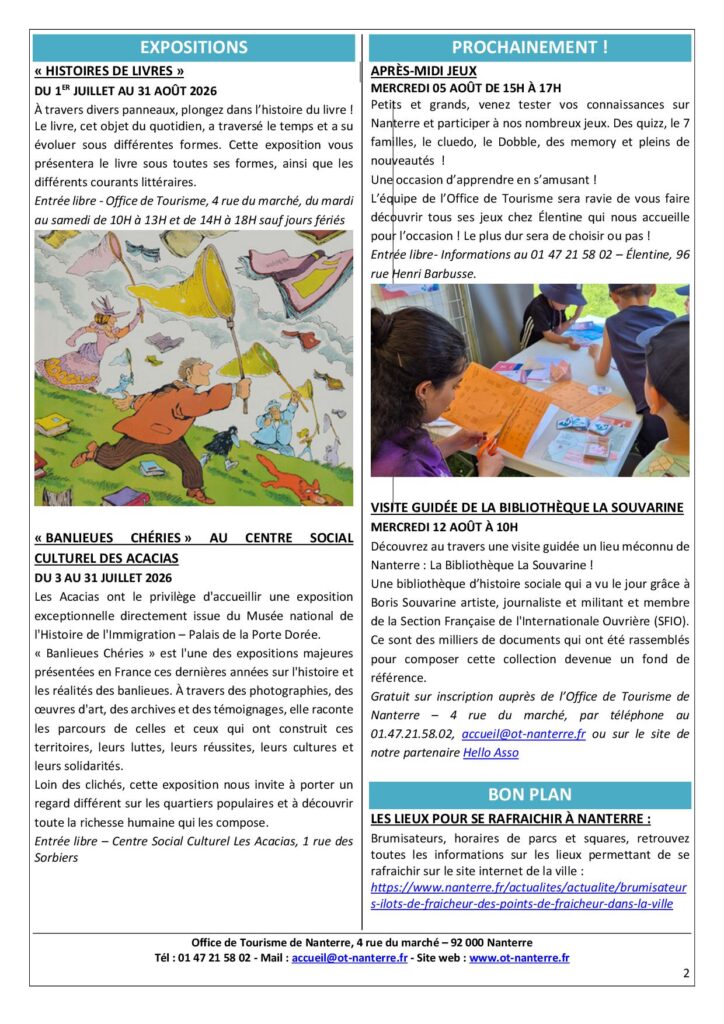 Agenda du 27.07 au 02.08 2026 P2 Agenda du 27.07 au 02.08 2026 P2 - Nanterre tourisme