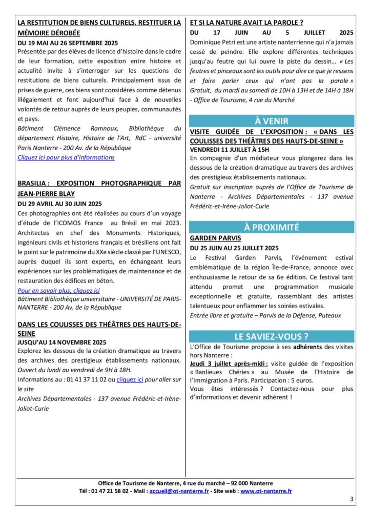 Agenda du 30 juin au 06 juillet 2025 P3 - Nanterre tourisme