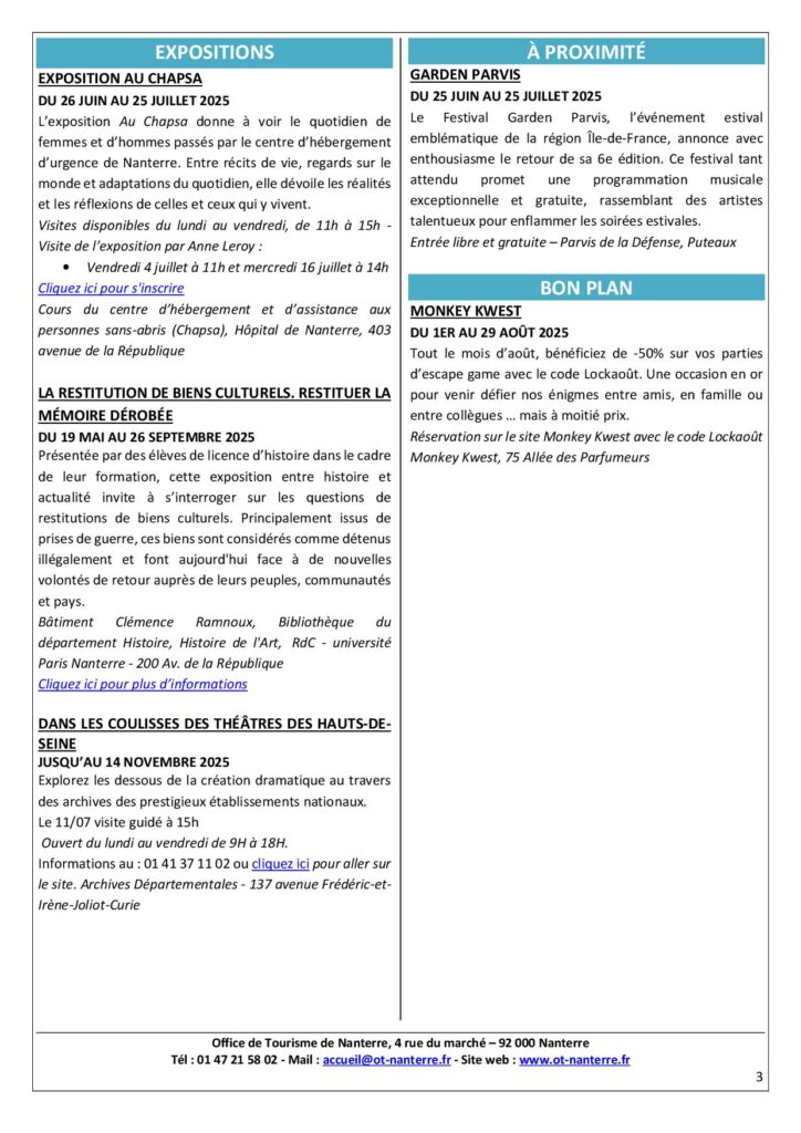 Agenda du 7 au 13 juillet 2025 P3 - Nanterre tourisme