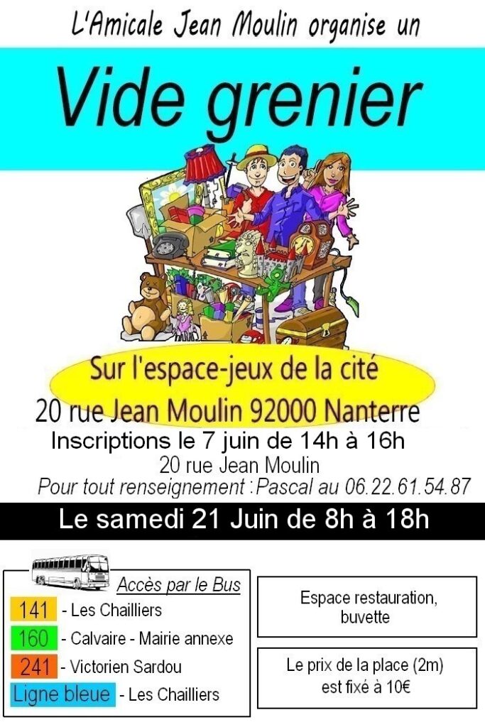 Brocante Amicale Jean Moulin 21.06.25 - Nanterre tourisme