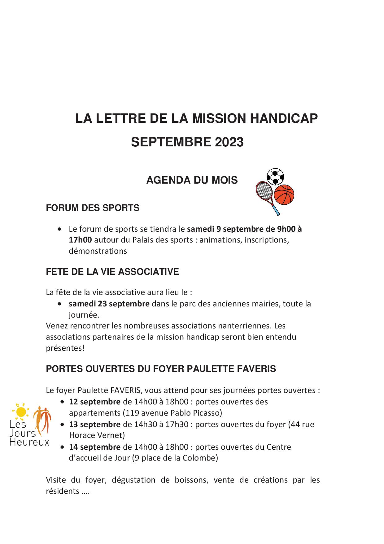 Lettre MH SEPTEMBRE 2023p1 - Nanterre tourisme
