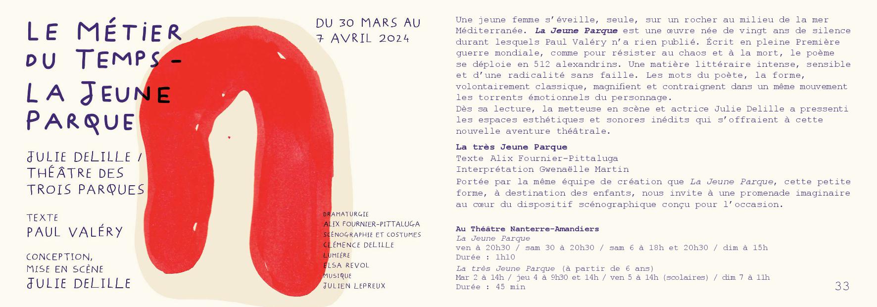 programme amandiers 23 24 Le metier du temps La jeune Parque - Nanterre tourisme