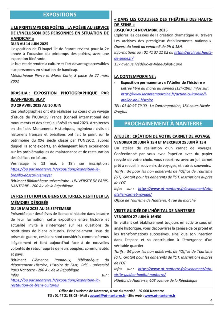 Agenda du 09 au 15.06 2025 p4 - Nanterre tourisme