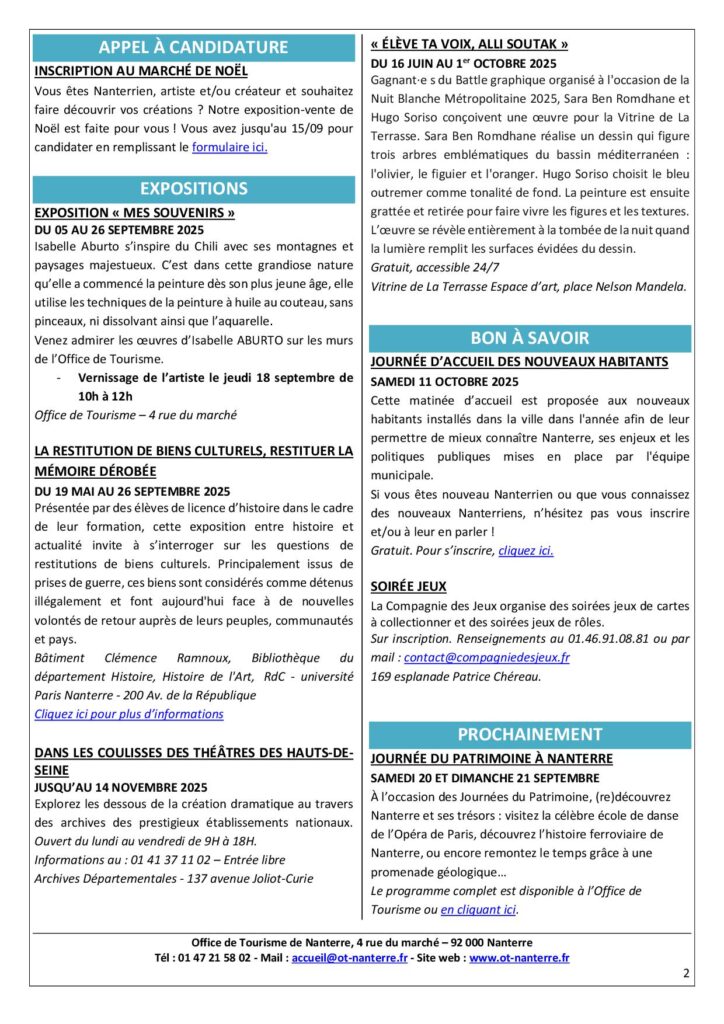 Agenda de la semaine du 08 au 14 septembre 2025 VDEF p2 1 - Nanterre tourisme