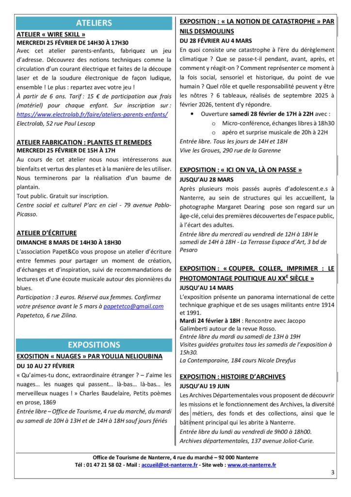 Agenda du 23 février au 8 mars 2026 p3 Agenda du 23 fevrier au 8 mars 2026 p3 - Nanterre tourisme