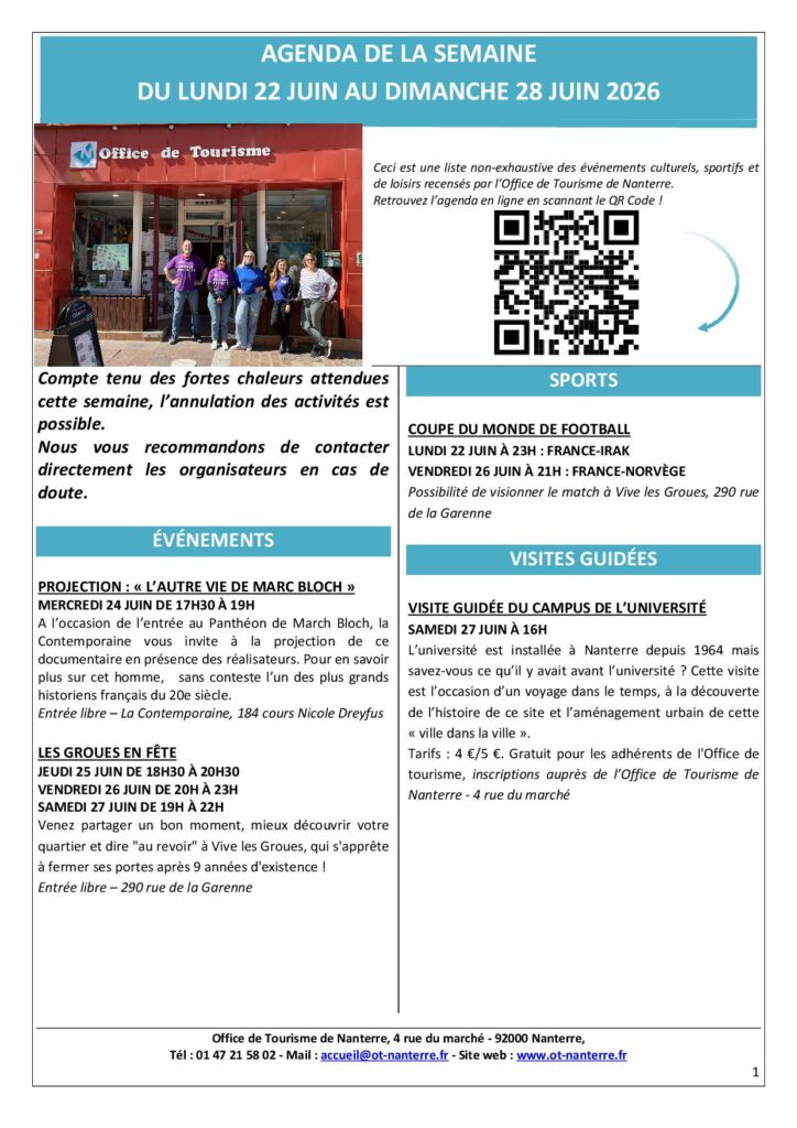 Agenda du 22 au 28 juin 2026 p1 - Nanterre tourisme