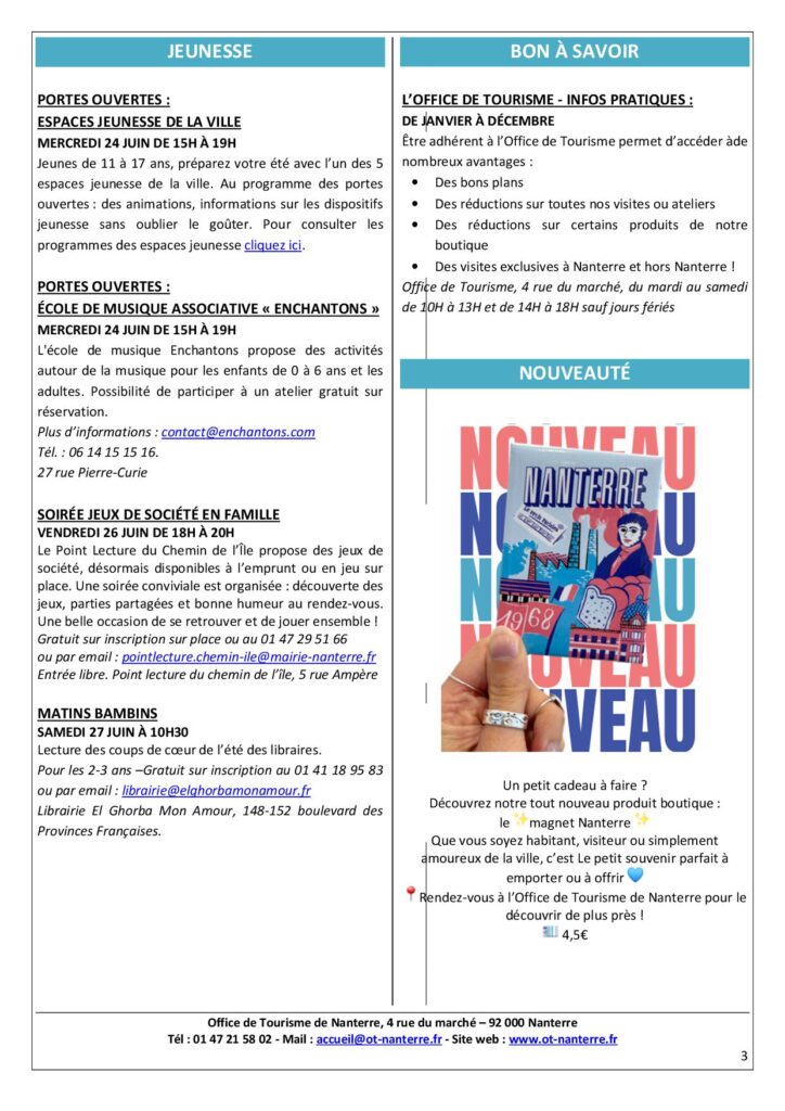 Agenda du 22 au 28 juin 2026 p3 - Nanterre tourisme