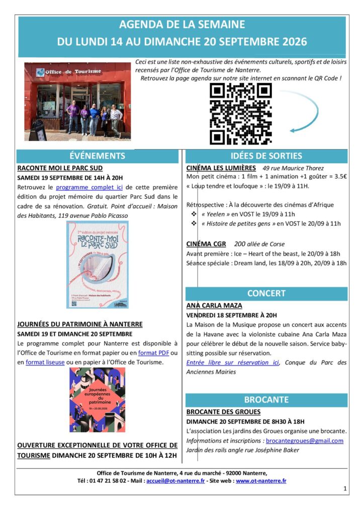 Agenda du 14 au 20.09.2026 p1 Agenda du 14 au 20.09.2026 p1 - Nanterre tourisme