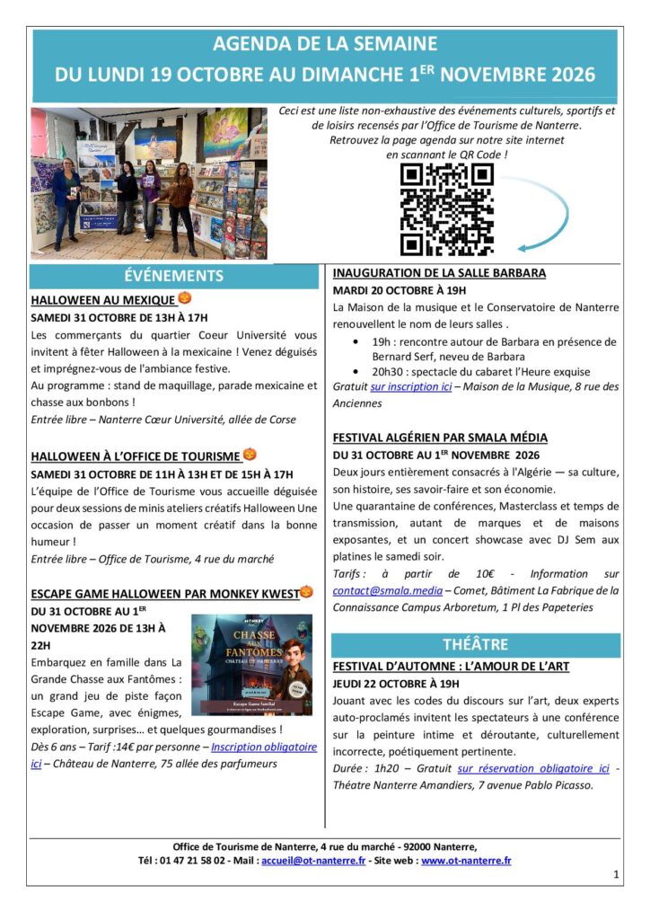Agenda du 19 octobre au 1er novembre 2026 p1 VDEF - Nanterre tourisme