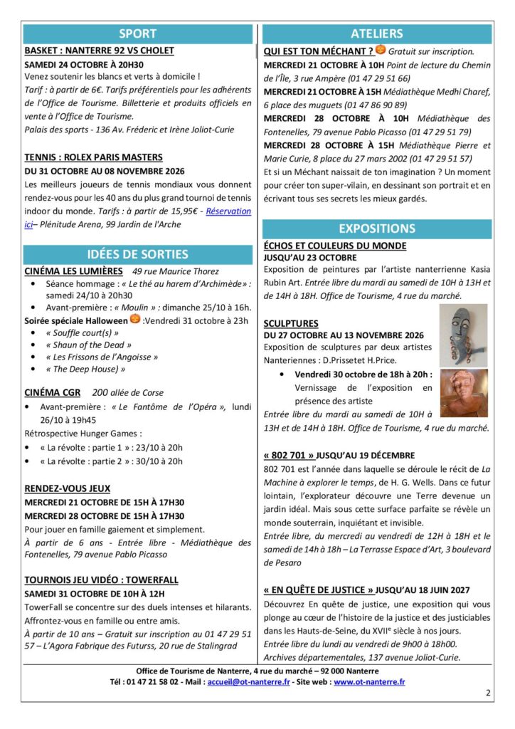 Agenda du 19 octobre au 1er novembre 2026 p2 VDEF 1 - Nanterre tourisme